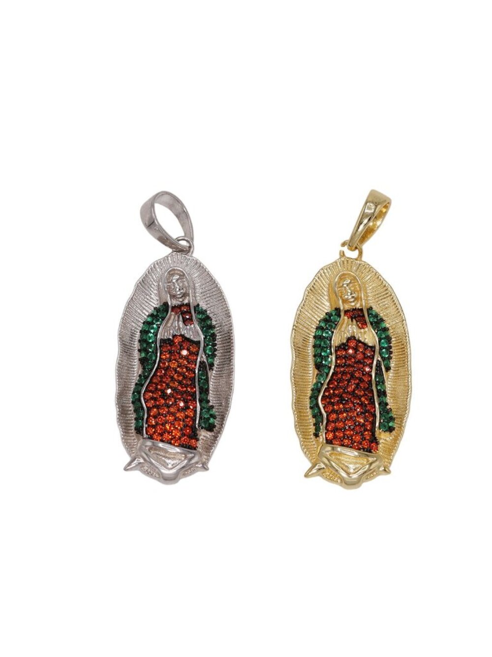 925 Sterling Silver Gold Plated Our Lady of Guadalupe Virgin Mary Pendant Charm